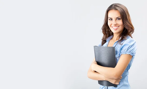 Businesswoman with black folder — Stock Photo, Image