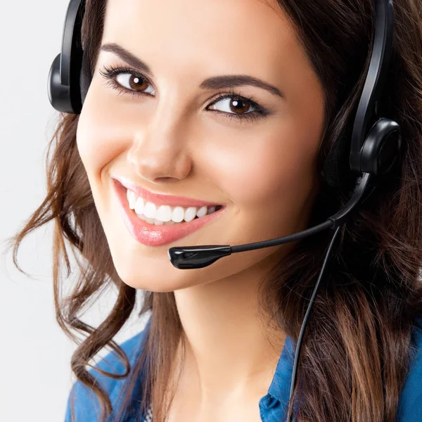 Support phone operator in headset — Stock Photo, Image