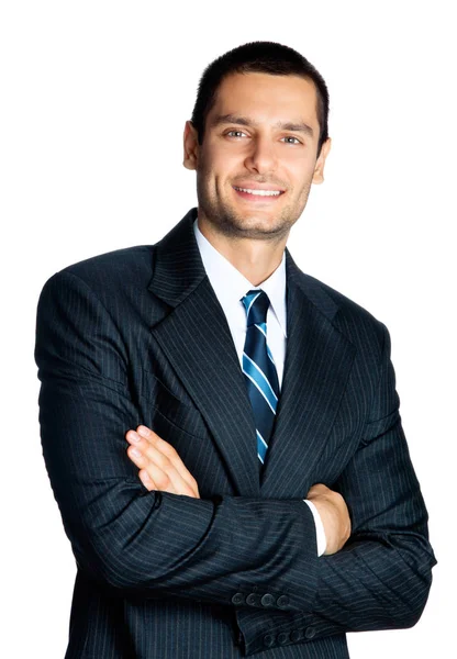 Portrait of happy smiling businessman, isolated on white — Stock Photo, Image