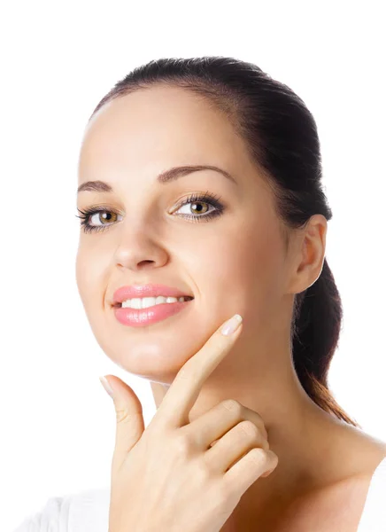 Portrait of young happy smiling woman, isolated — Stock Photo, Image