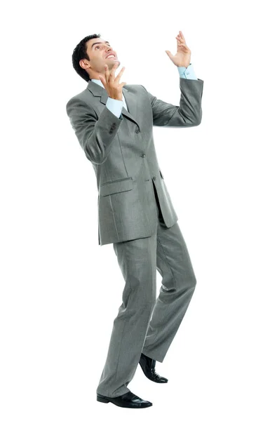 Erg blij succesvolle gebaren zakenman, geïsoleerd — Stockfoto