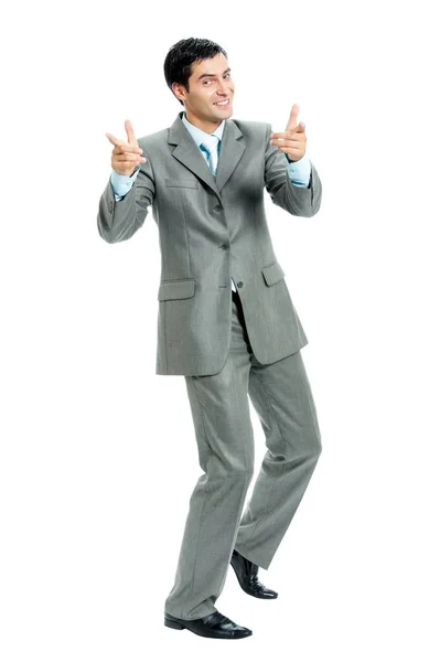 Successful gesturing businessman, isolated — Stock Photo, Image