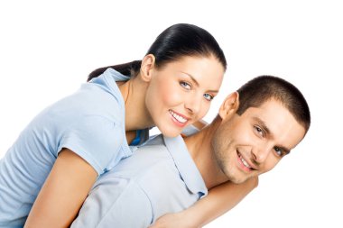 izole mutlu gülümseyen çekici çift