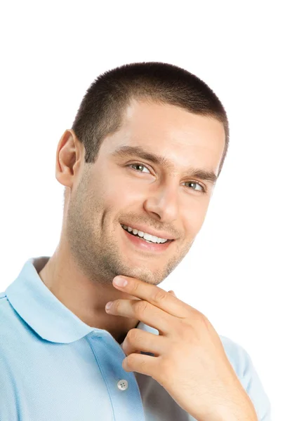 Porträt eines lächelnden jungen Mannes, isoliert Stockbild
