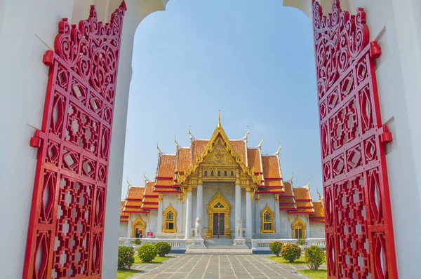 De marmeren tempel, Wat Benchamabophit Dusitvanaram Bangkok Thail — Stockfoto