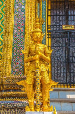 Gloden dev Guardian savaşçı heykeli, Grand palace ve Wa