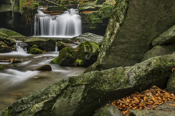 Autumn waterfalls with stones — Stock Photo, Image