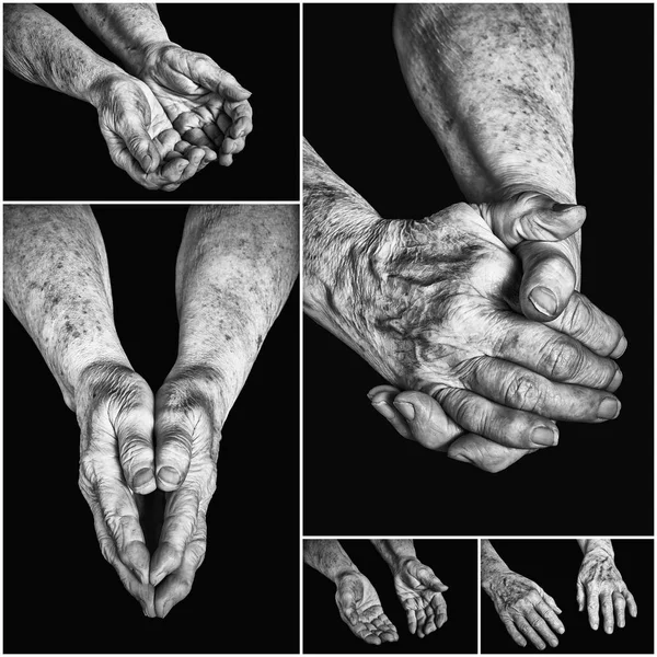 Collage old hands — Stock Photo, Image