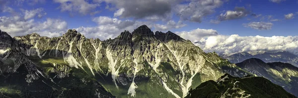 Panorama view from the mountain saddle Kreuzjoch — Stock Photo, Image