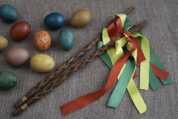 Asta Ceca Con Uova Pasqua Colore Diverso — Foto Stock