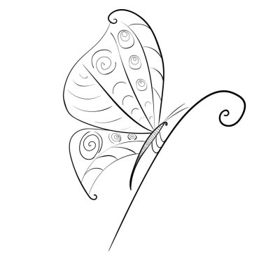 Doğrusal siyah beyaz kelebek