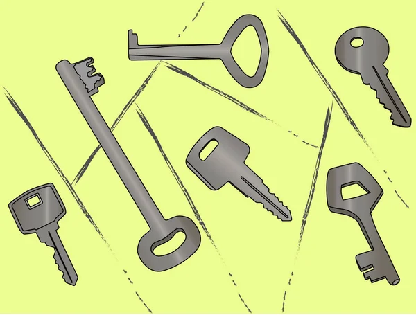 Některé kovové klíče — Stockový vektor