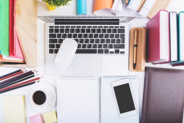 Workspace with supplies and technology