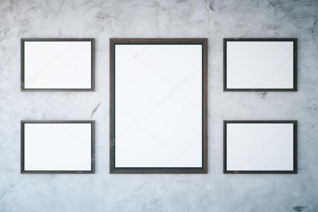 Concrete wall with empty frames