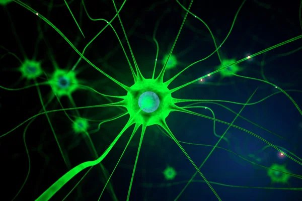 Зеленые нервные клетки — стоковое фото