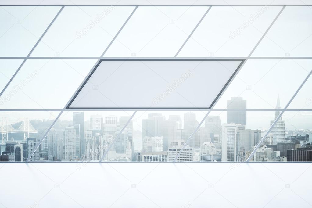 Window with blank poster