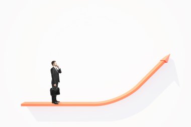 Düşünceli işadamı grafik oku