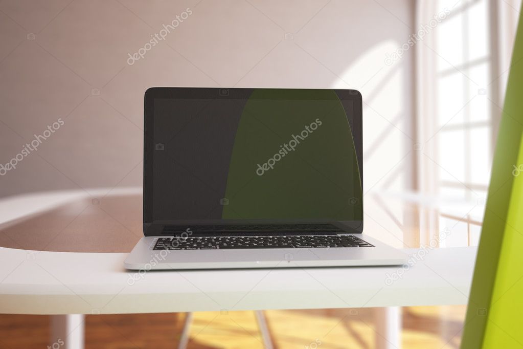 Blank laptop display closeup