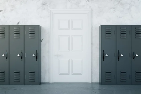 School corridor with grey lockers — Stock Photo, Image