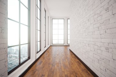 Beyaz tuğla koridor iç