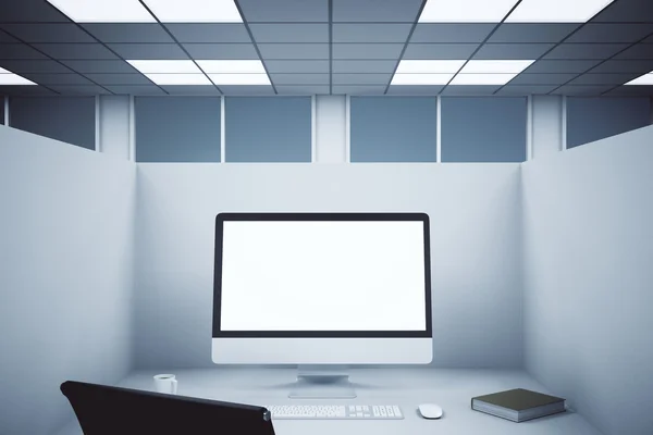 Workplace with blank computer screen — Stock Photo, Image