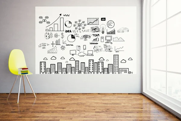 Room with business drawing — Stock Photo, Image