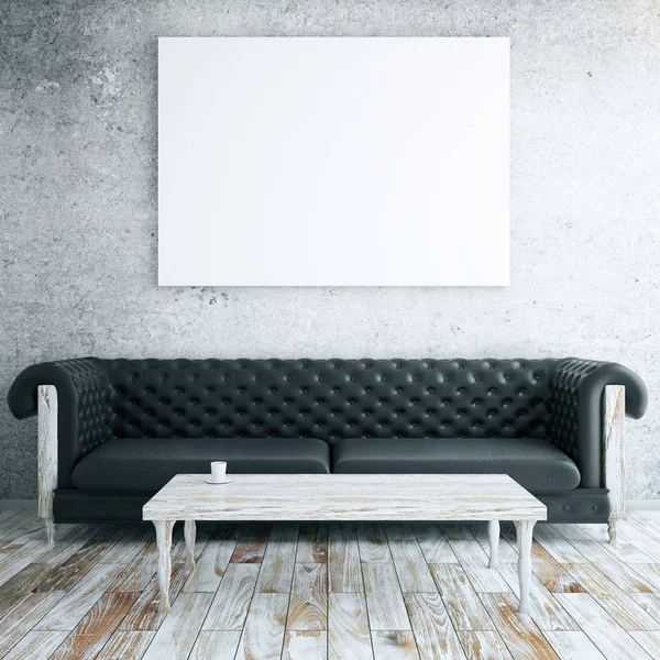 Интерьер с билбордом и диваном — стоковое фото
