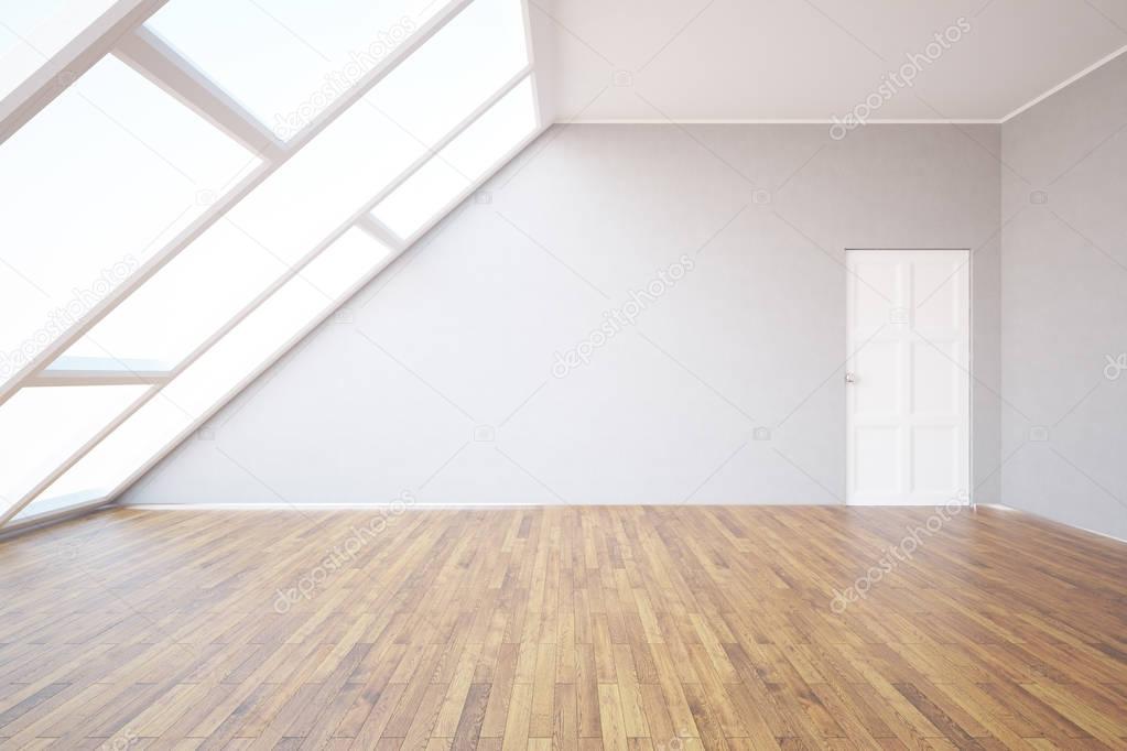 Loft room with blank wall