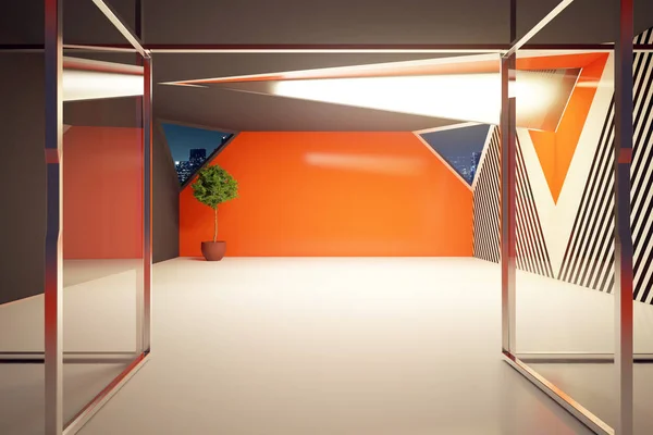 Moderní interiér oranžové — Stock fotografie