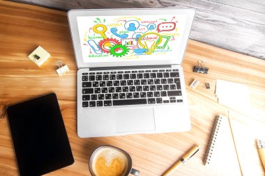 İş kroki ile dizüstü bilgisayar 