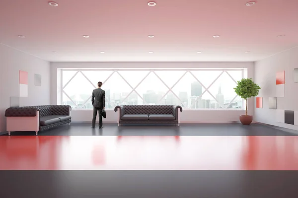 现代红色室内沙发 — 图库照片