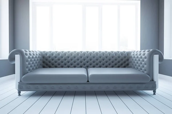 Grey sofa in bright room — Stock Photo, Image