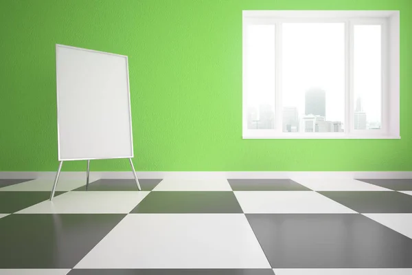 Interior verde con pizarra blanca —  Fotos de Stock