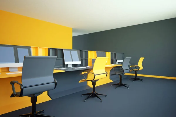 Yellow coworking office — Stock Photo, Image