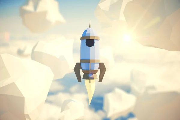 Polygonal rocket ship — Stock Photo, Image