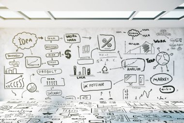 İş çizimler ile beton Oda