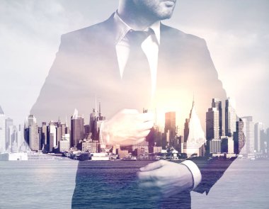 Adam şehir arka plan üzerinde