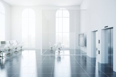 Parlak ofis iç. 3D render