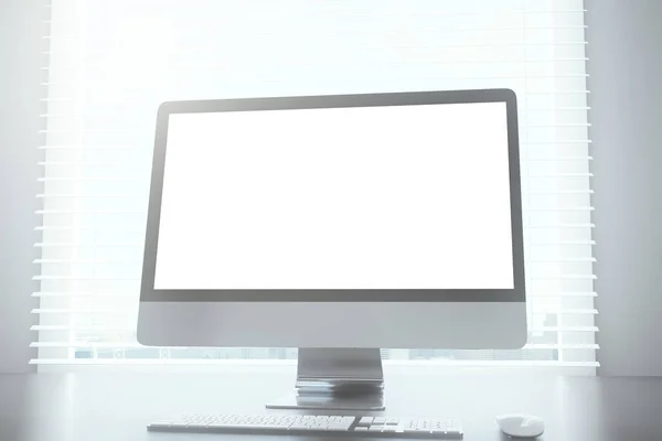 blank computer screen on desktop