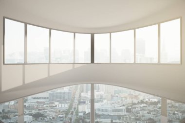 Güvenlik IP kamera şehir manzaralı pencerede verilir. 3D render