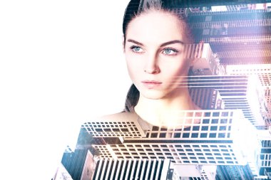 şehrin arka planda kadın