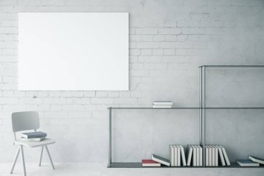 Tuğla iç modern kitaplık ile