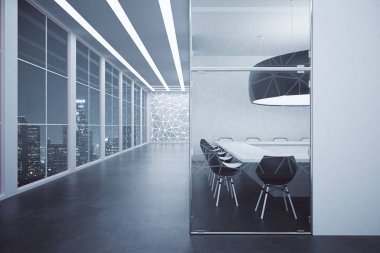 Koridor ile karanlık konferans salonu