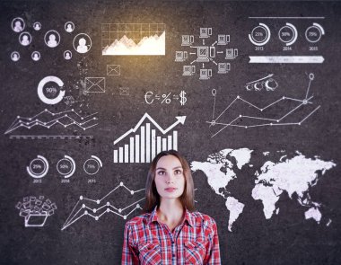 İş kroki ile beyaz kız