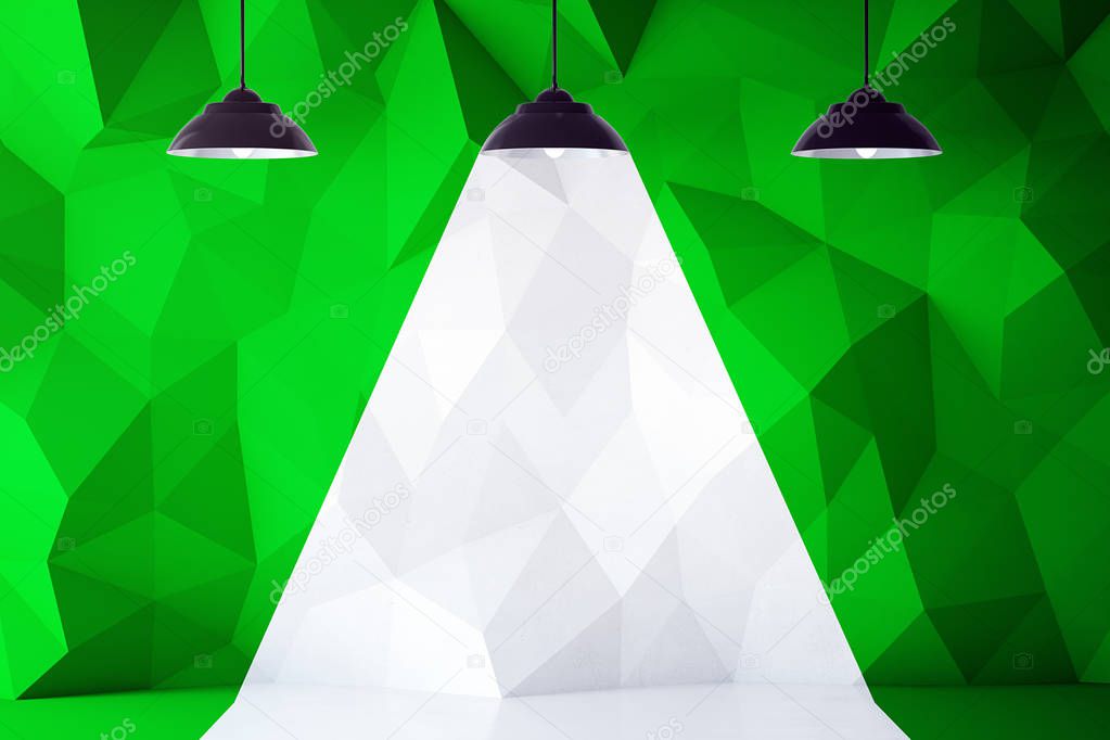 Green and white interior