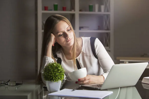 Attractive lady using laptop — Stock Photo, Image