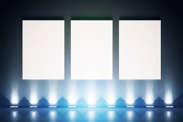 Mavi ışık ile üç afiş — Stok fotoğraf
