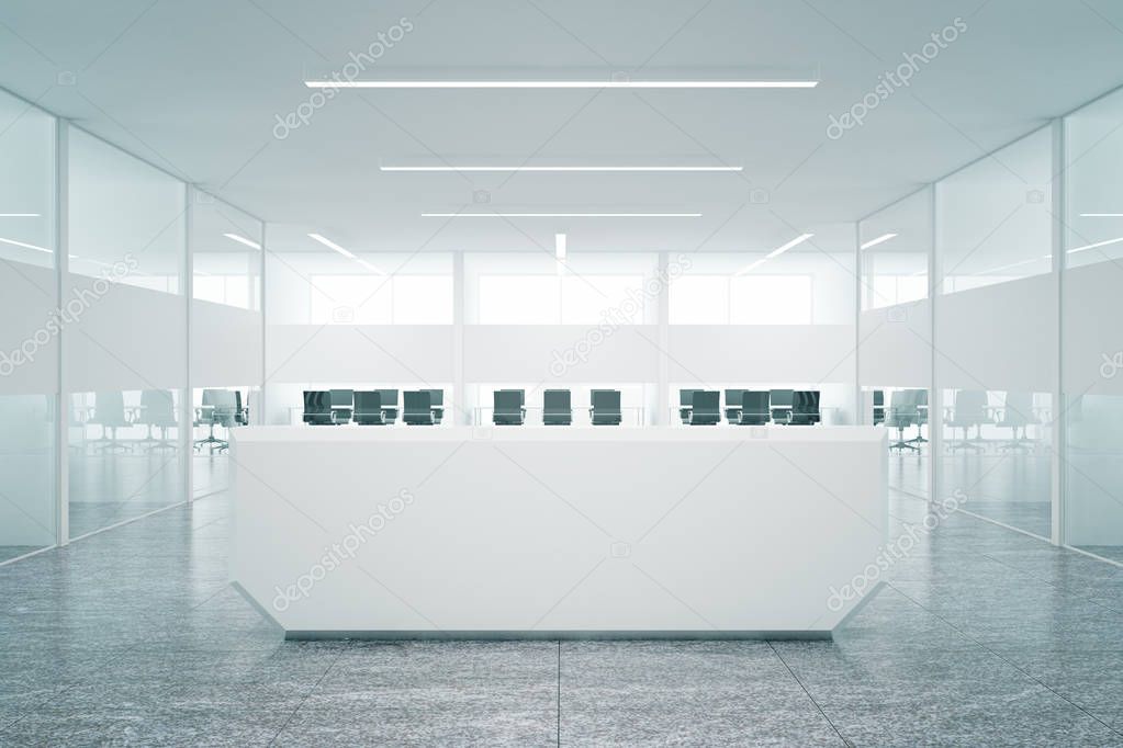 Reception desk in concrete interior