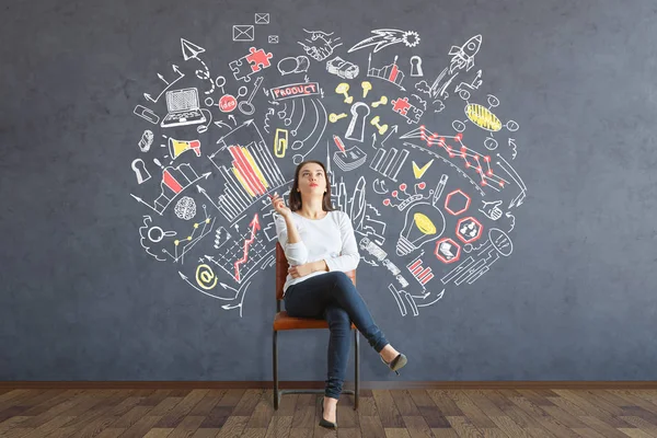 Woman daydreaming about success — Stock Photo, Image