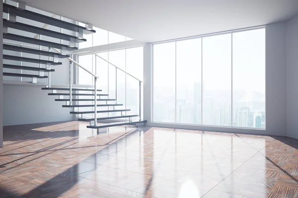 Interior vacío con escaleras y luz solar — Foto de Stock